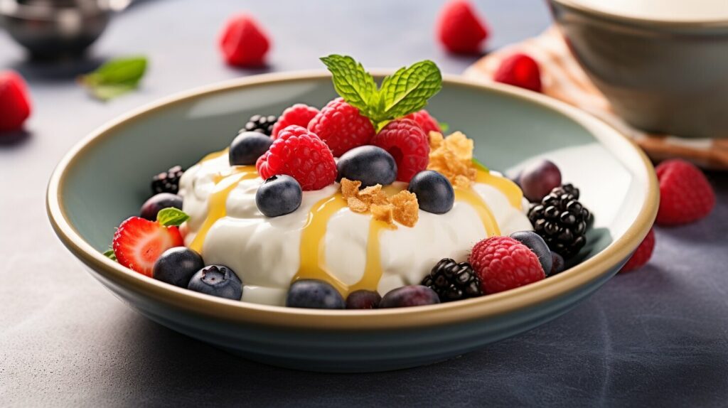 Yogurt with fresh berries and honey