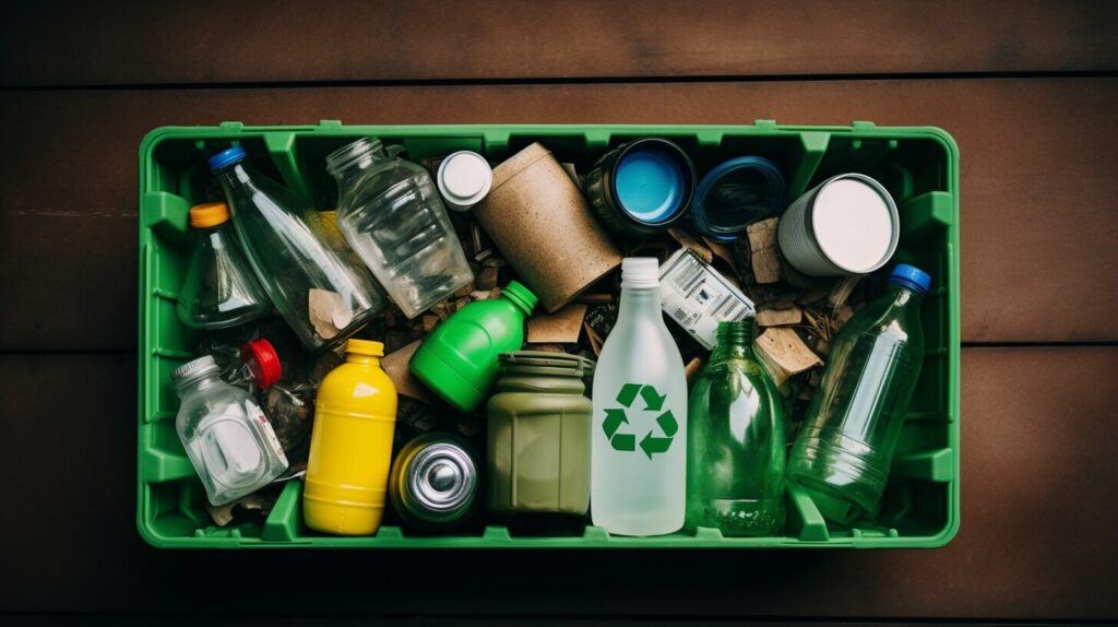 recycling bin with symbol of arrows clockwise