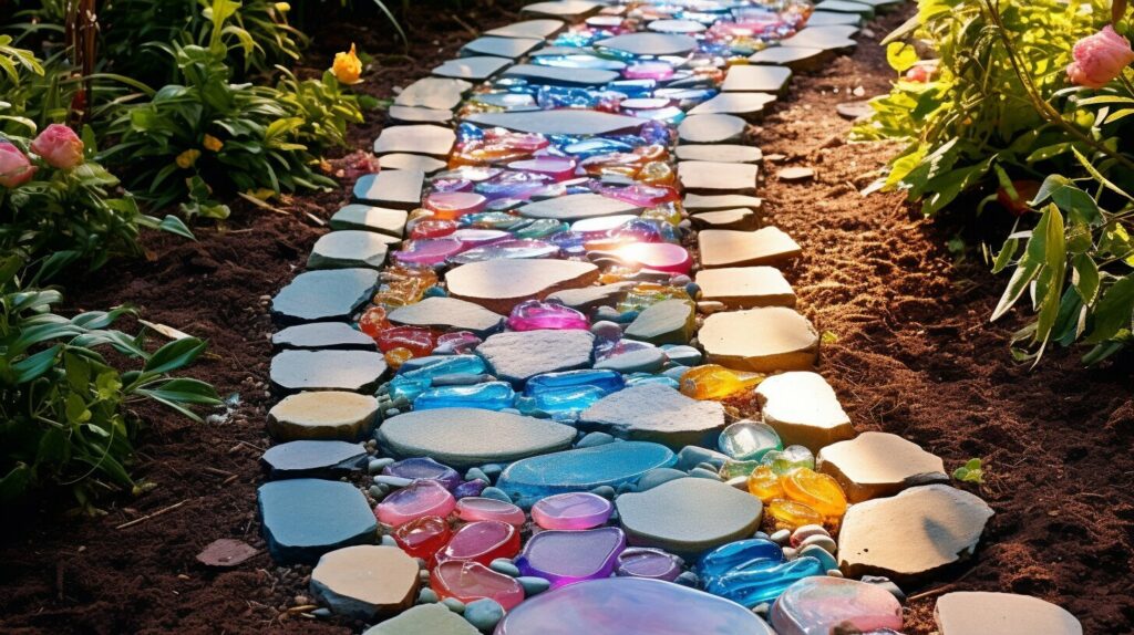 upcycled quartz countertop garden stepping stones