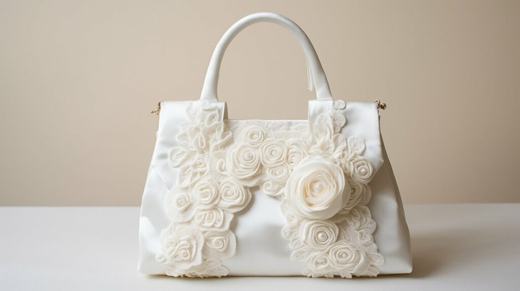 upcycled wedding dress made into a handbag